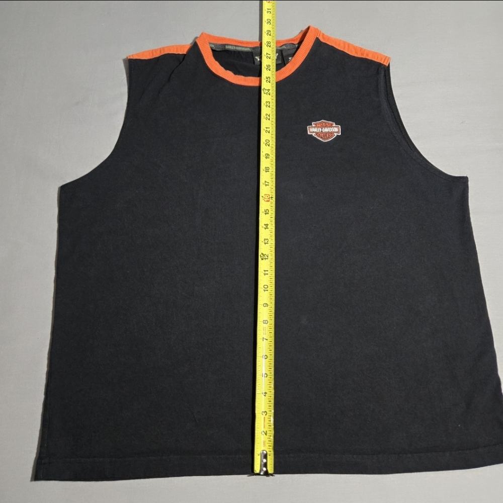 VINTAGE Harley Davidson Tank Top Mens XXL Black Eagle Checkered Flag Embroidered - Picture 7 of 11